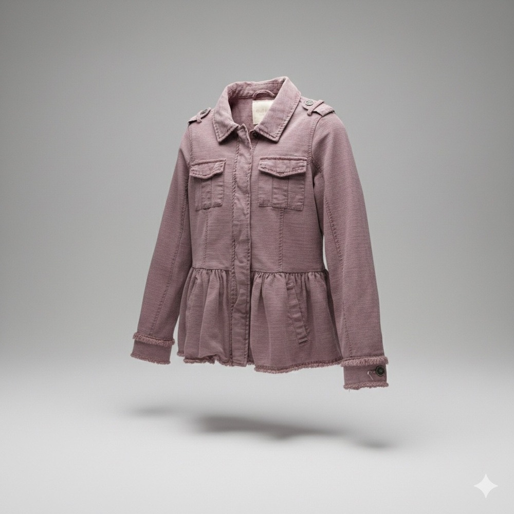 Altard State Dusty Rose Peplum Utility Jacket Size Small Raw Hem Frayed